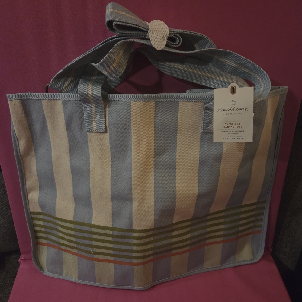 Hearth & Hand Blue and Green Striped Tote